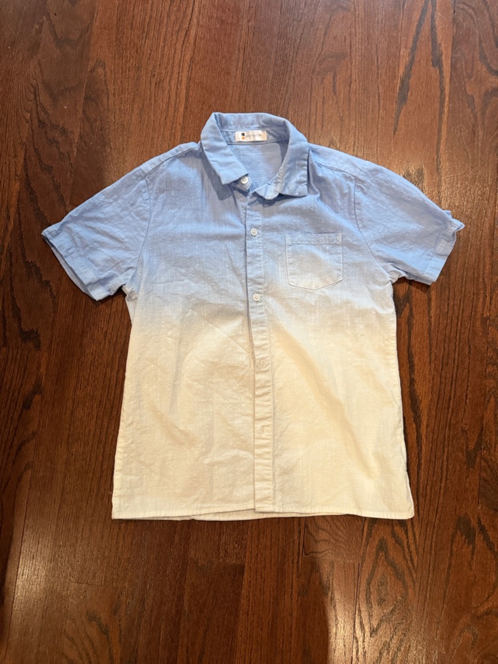 Kids Blue to White Ombre Short-Sleeve Button-Up Shirt